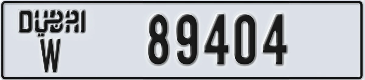 UAE License Plate Dubai W 89404
