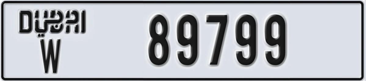 UAE License Plate Dubai W 89799