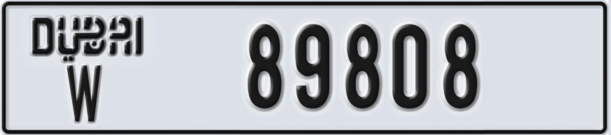 UAE License Plate Dubai W 89808