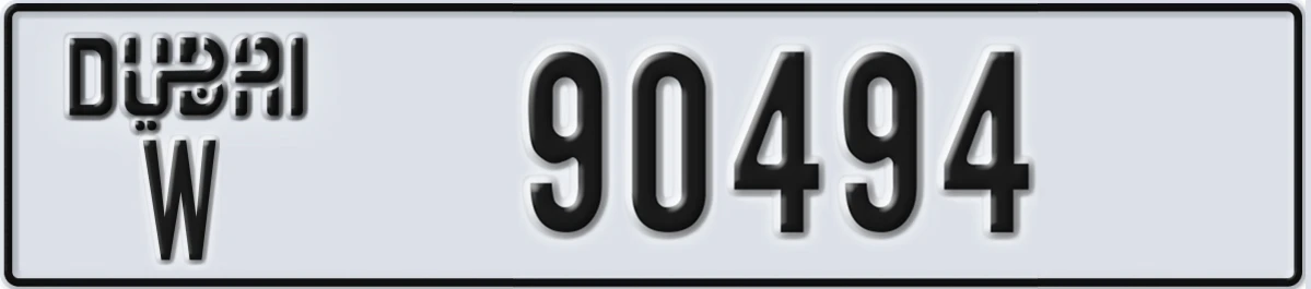 UAE License Plate Dubai W 90494