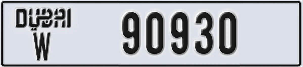 UAE License Plate Dubai W 90930