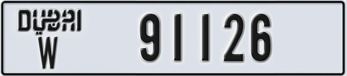 UAE License Plate Dubai W 91126
