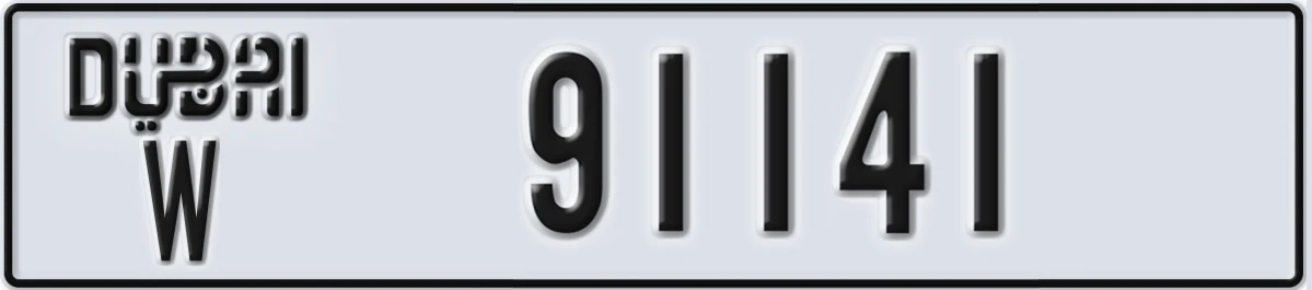 UAE License Plate Dubai W 91141