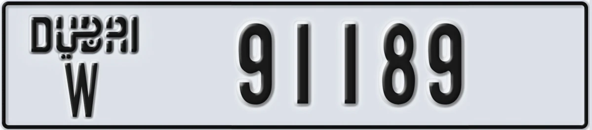 UAE License Plate Dubai W 91189