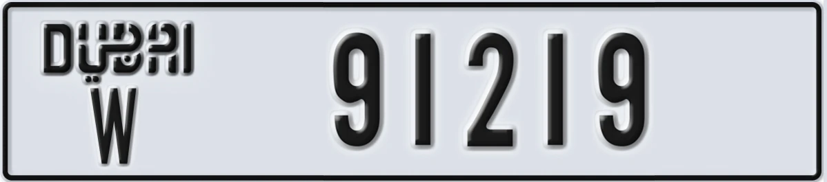 UAE License Plate Dubai W 91219