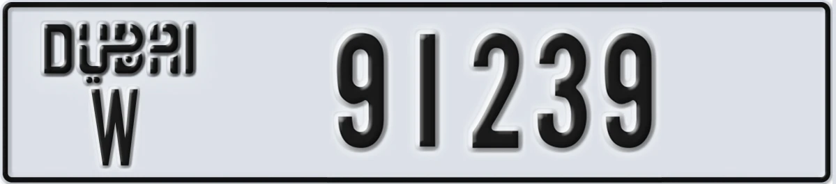 UAE License Plate Dubai W 91239