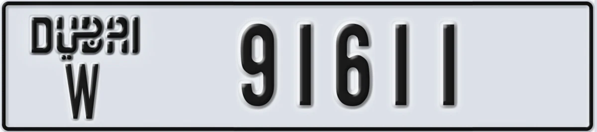 UAE License Plate Dubai W 91611