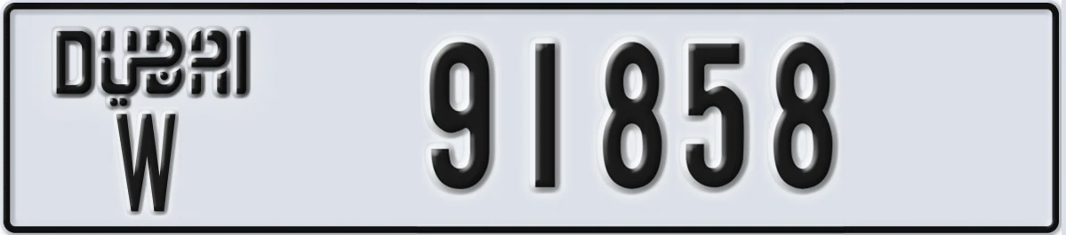 UAE License Plate Dubai W 91858