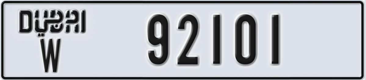 UAE License Plate Dubai W 92101
