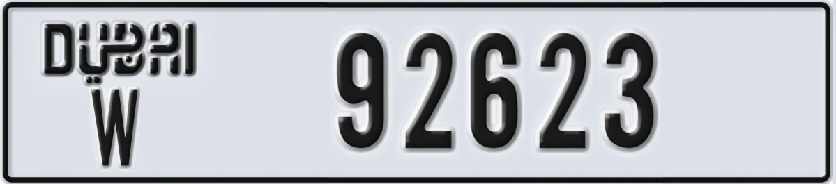 UAE License Plate Dubai W 92623