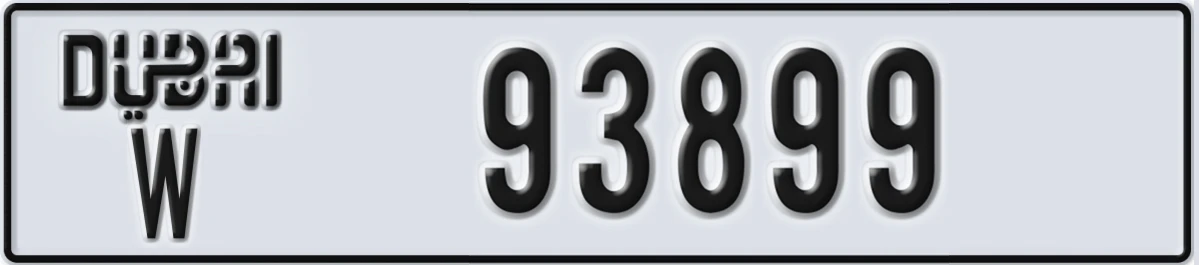 UAE License Plate Dubai W 93899