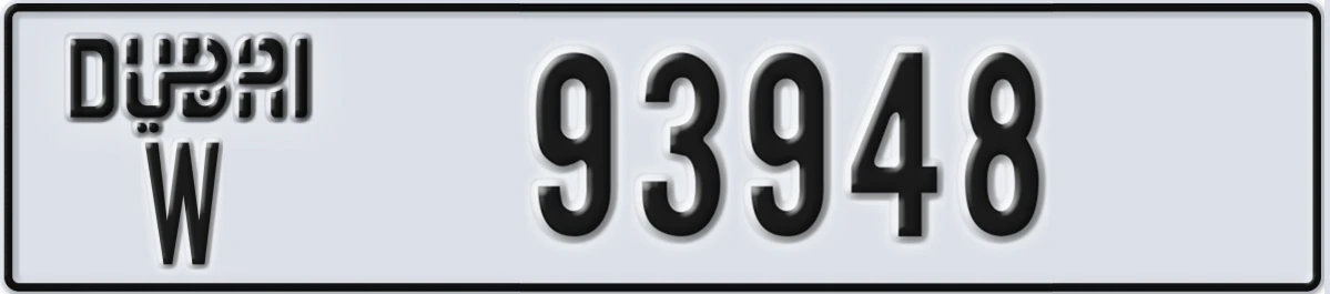 UAE License Plate Dubai W 93948