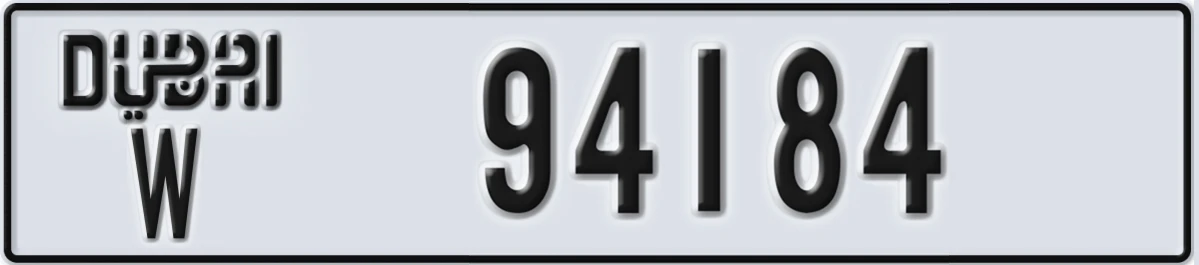 UAE License Plate Dubai W 94184