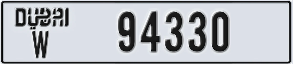 UAE License Plate Dubai W 94330