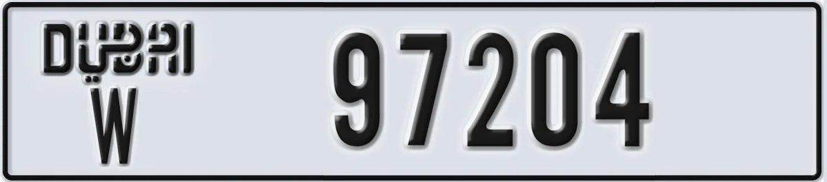 UAE License Plate Dubai W 97204