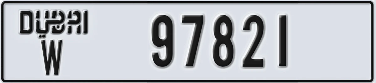 UAE License Plate Dubai W 97821