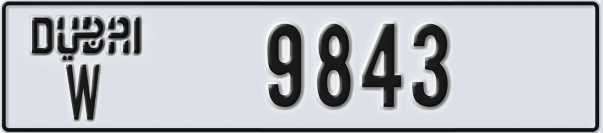 UAE License Plate Dubai W 9843