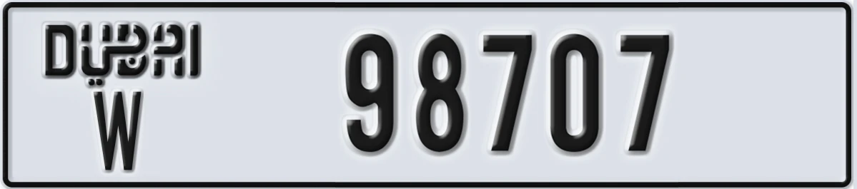 UAE License Plate Dubai W 98707
