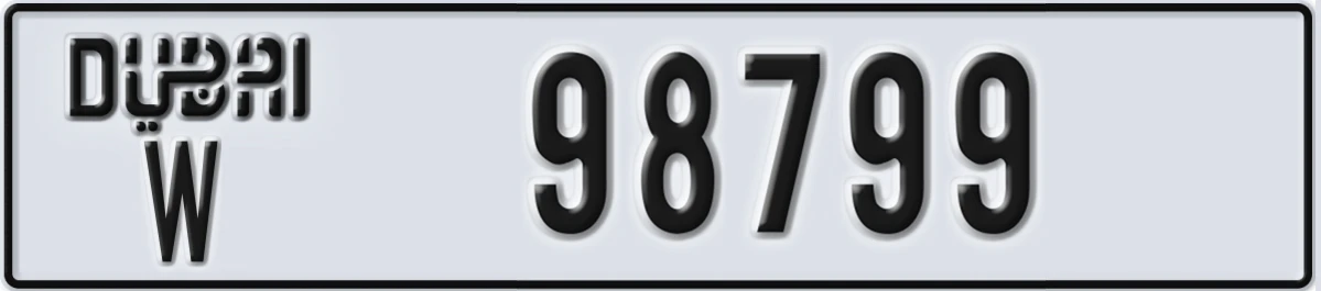 UAE License Plate Dubai W 98799