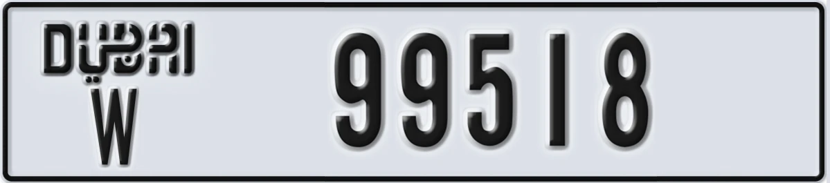 UAE License Plate Dubai W 99518