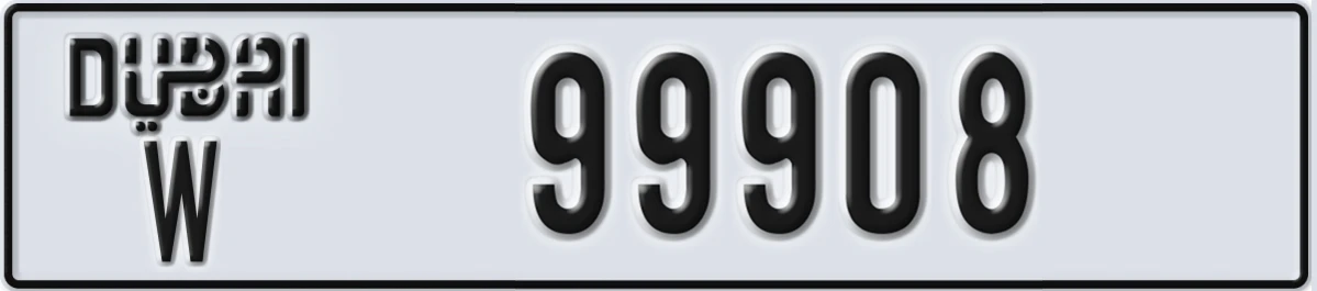 UAE License Plate Dubai W 99908