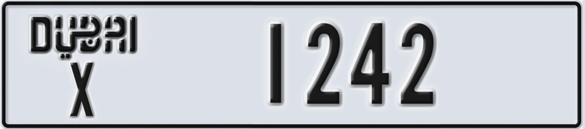 UAE License Plate Dubai X 1242