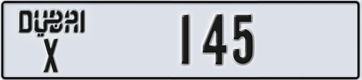 UAE License Plate Dubai X 145