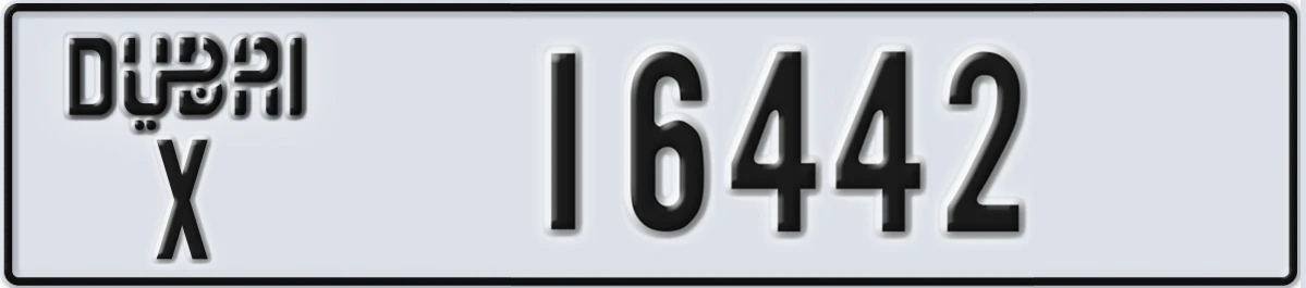 UAE License Plate Dubai X 16442