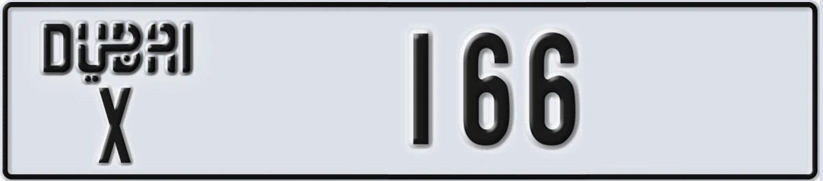 UAE License Plate Dubai X 166