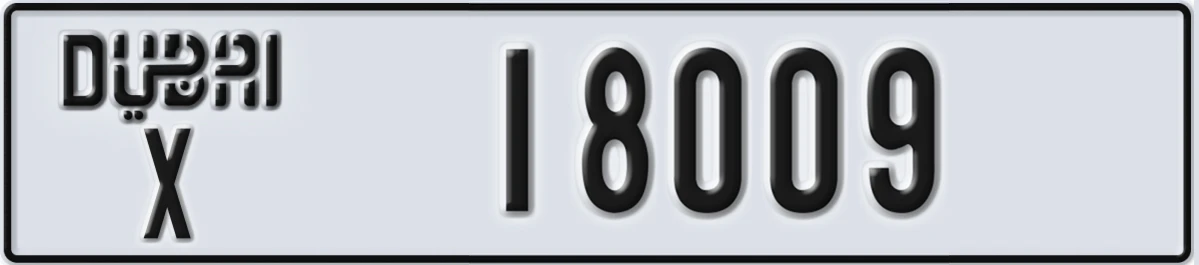 UAE License Plate Dubai X 18009