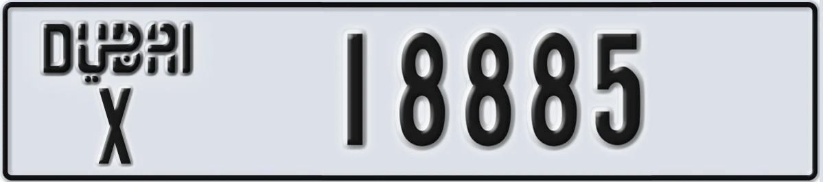 UAE License Plate Dubai X 18885
