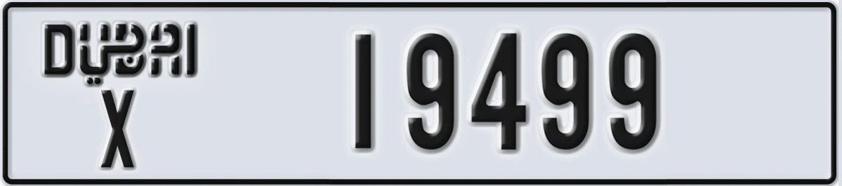 UAE License Plate Dubai X 19499