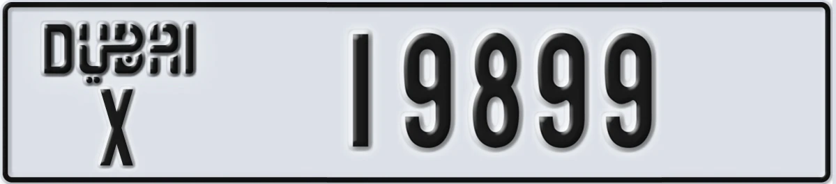 UAE License Plate Dubai X 19899