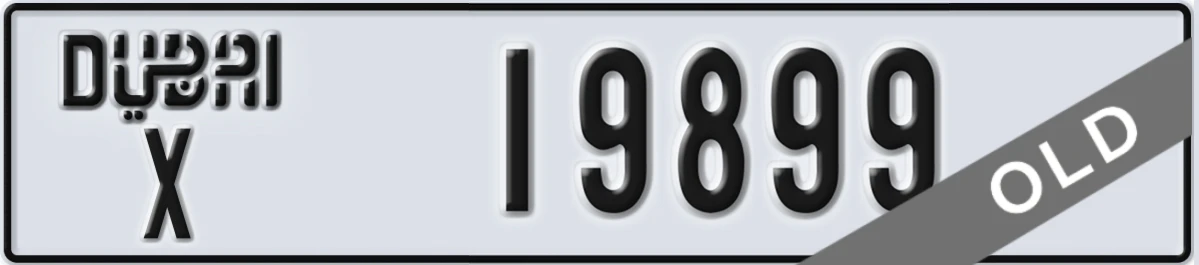 UAE License Plate Dubai X 19899