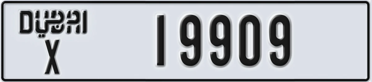 UAE License Plate Dubai X 19909