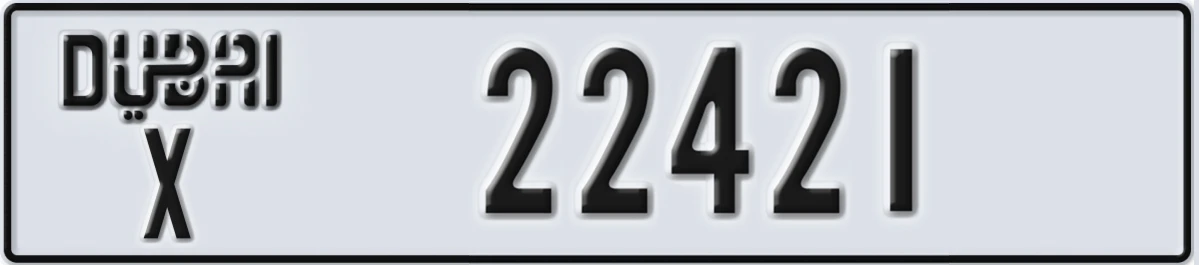 UAE License Plate Dubai X 22421