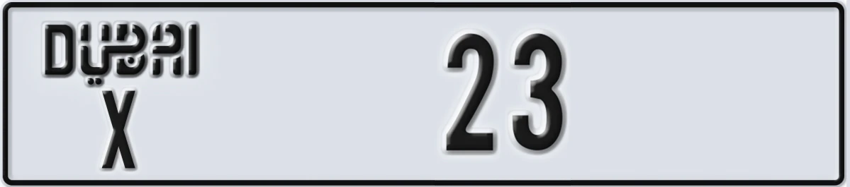 UAE License Plate Dubai X 23
