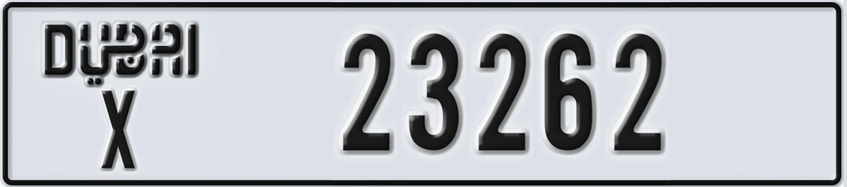 UAE License Plate Dubai X 23262
