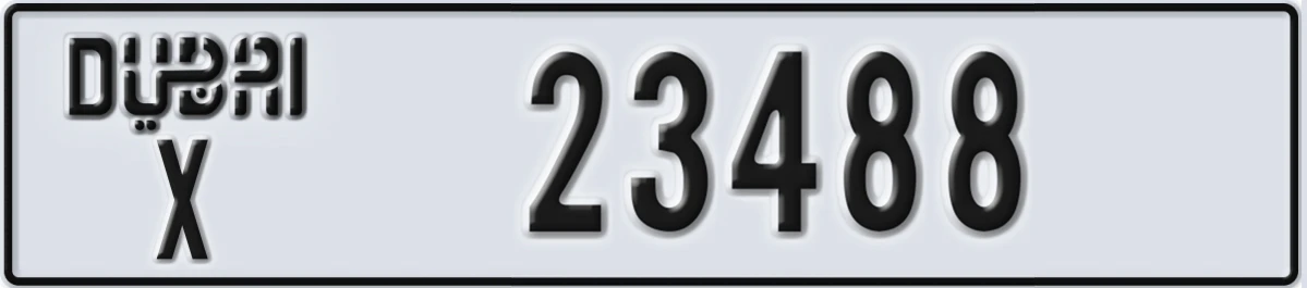 UAE License Plate Dubai X 23488