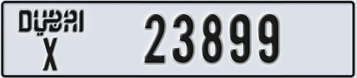 UAE License Plate Dubai X 23899