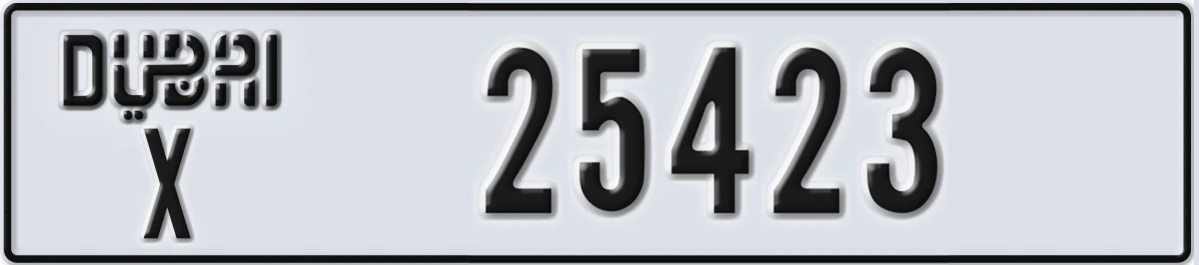 UAE License Plate Dubai X 25423