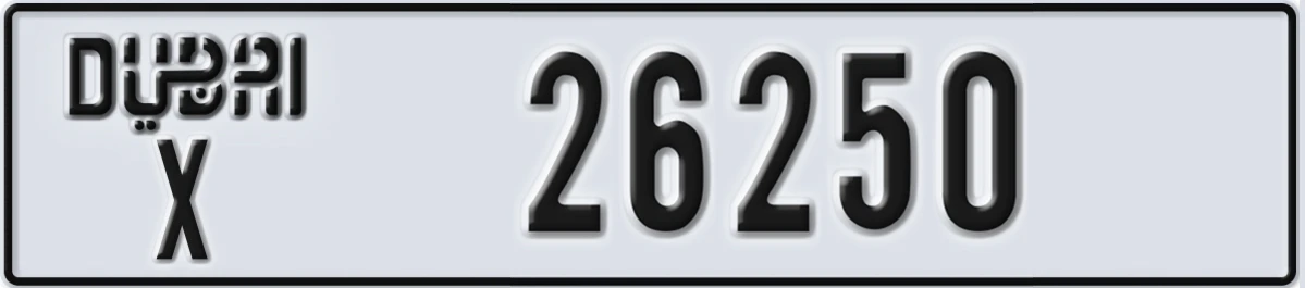 UAE License Plate Dubai X 26250