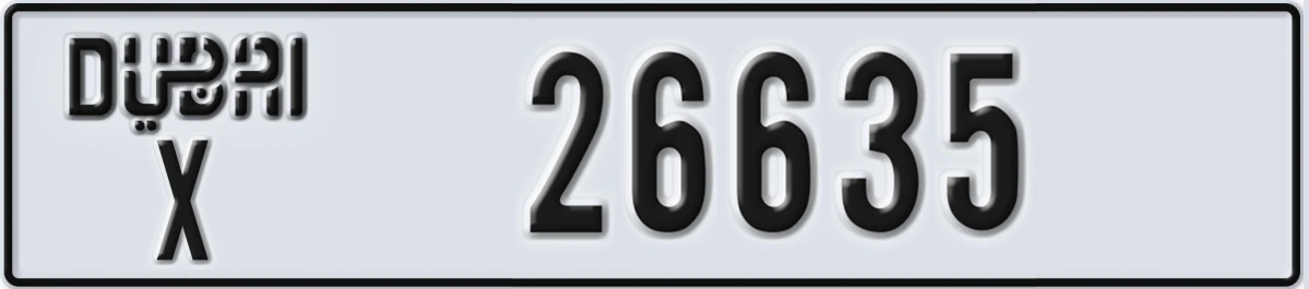 UAE License Plate Dubai X 26635