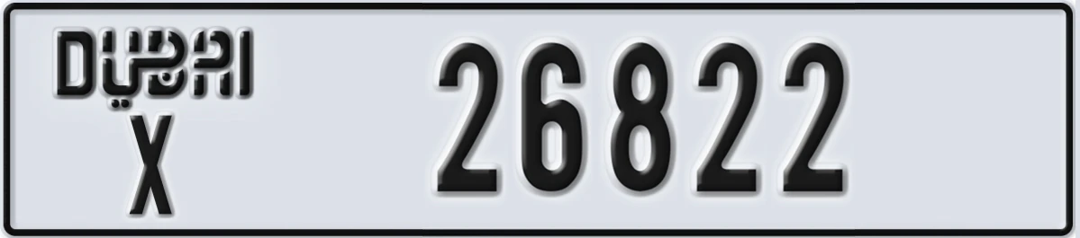 UAE License Plate Dubai X 26822