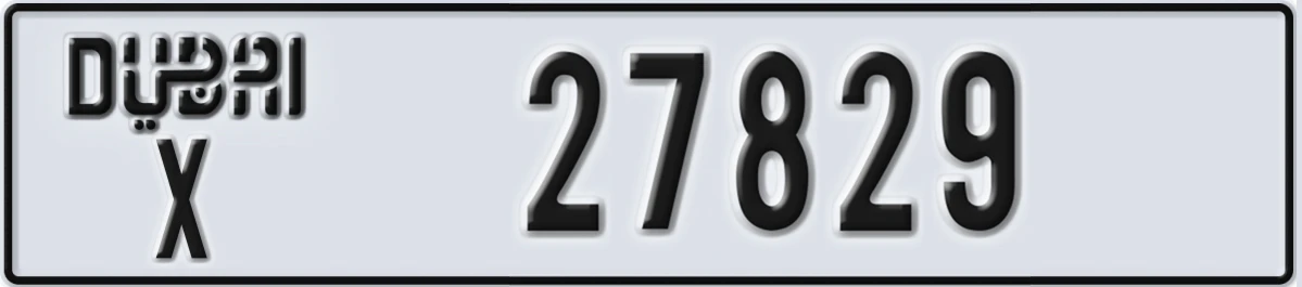 UAE License Plate Dubai X 27829