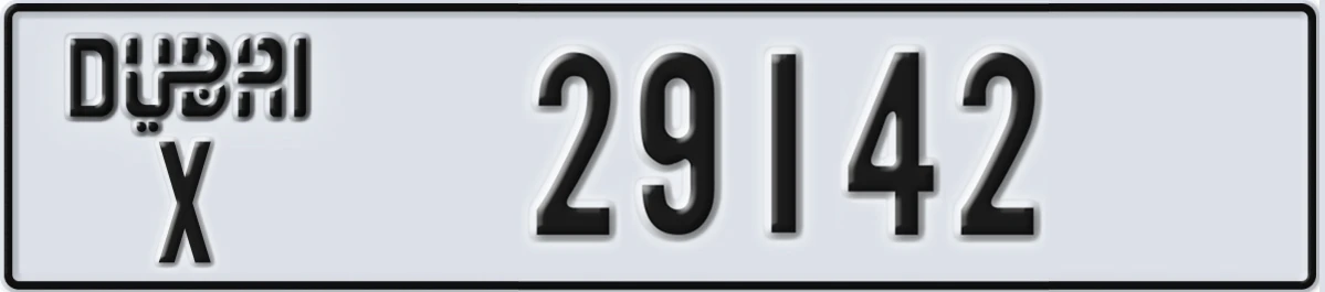 UAE License Plate Dubai X 29142