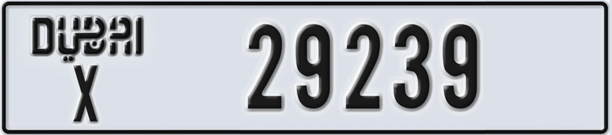 UAE License Plate Dubai X 29239