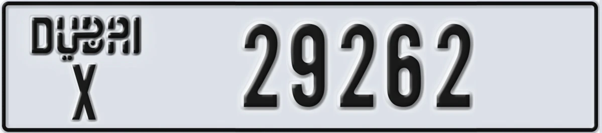 UAE License Plate Dubai X 29262