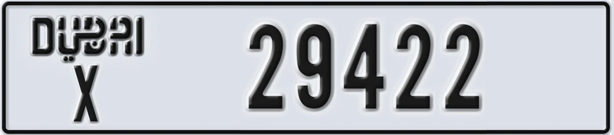 UAE License Plate Dubai X 29422