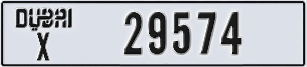 UAE License Plate Dubai X 29574